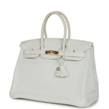 Pre-owned Hermes Birkin 35 White Clemence Gold Hardware