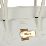 Pre-owned Hermes Birkin 35 White Clemence Gold Hardware