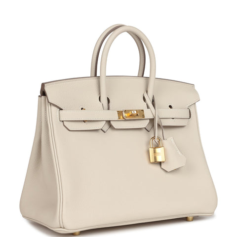 Hermes Birkin 25 Craie Taurillon Novillo Gold Hardware