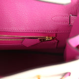 Hermes Special Order (HSS) Birkin Sellier 25 Craie and Rose Pourpre Epsom Brushed Gold Hardware