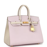 Hermes Special Order (HSS) Birkin Sellier 25 Mauve Pale and Craie Epsom Brushed Gold Hardware