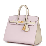 Hermes Special Order (HSS) Birkin Sellier 25 Mauve Pale and Craie Epsom Brushed Gold Hardware