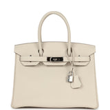 Pre-owned Hermes Birkin 30 Craie Togo Palladium Hardware