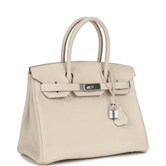 Pre-owned Hermes Birkin 30 Craie Togo Palladium Hardware