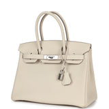 Pre-owned Hermes Birkin 30 Craie Togo Palladium Hardware