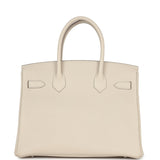 Pre-owned Hermes Birkin 30 Craie Togo Palladium Hardware