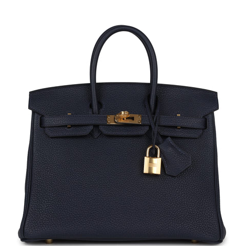 Hermes Birkin 25 Bleu Nuit Togo Gold Hardware