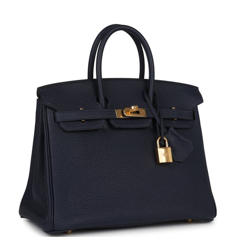 Hermes Birkin 25 Bleu Nuit Togo Gold Hardware