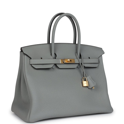 Hermes Birkin 35 Gris Mouette Togo Gold Hardware