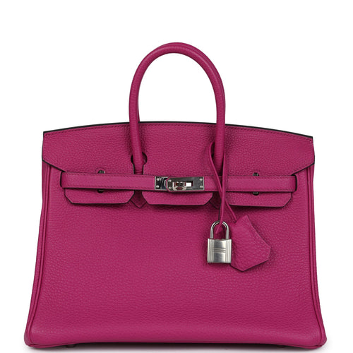 Pre-owned Hermes Birkin 25 Rose Pourpre Togo Palladium Hardware