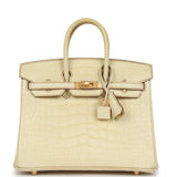 Hermes Special Order (HSS) Birkin 25 Vanille Matte Alligator Brushed Gold Hardware