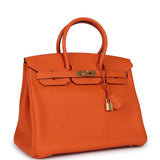 Pre-owned Hermes Birkin 35 Orange Togo Gold Hardware