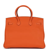 Pre-owned Hermes Birkin 35 Orange Togo Gold Hardware