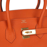 Pre-owned Hermes Birkin 35 Orange Togo Gold Hardware