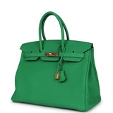 Pre-owned Hermes Birkin 35 Bambou Togo Gold Hardware