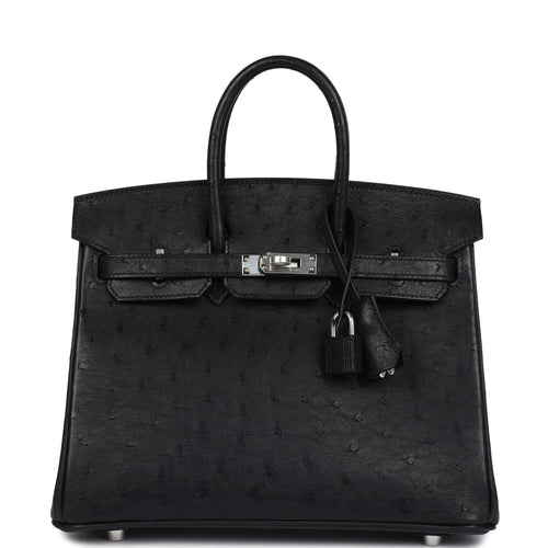 Hermes Birkin 25 Black Ostrich Palladium Hardware
