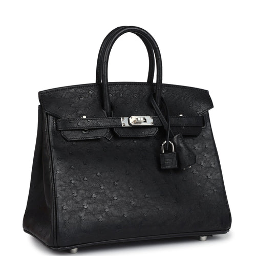 Hermes Birkin 25 Black Ostrich Palladium Hardware