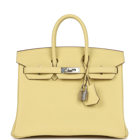 Hermes Birkin 25 Jaune Poussin Togo Palladium Hardware