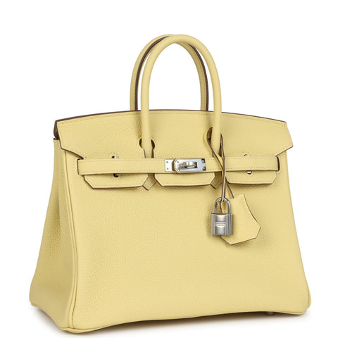 Hermes Birkin 25 Jaune Poussin Togo Palladium Hardware