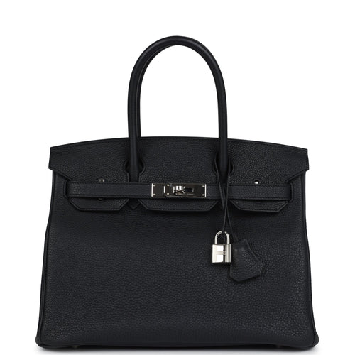 Pre-owned Hermes Birkin 30 Black Togo Palladium Hardware