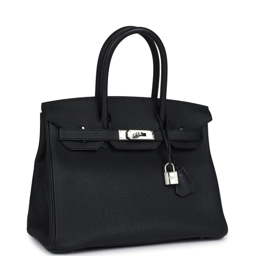 Pre-owned Hermes Birkin 30 Black Togo Palladium Hardware