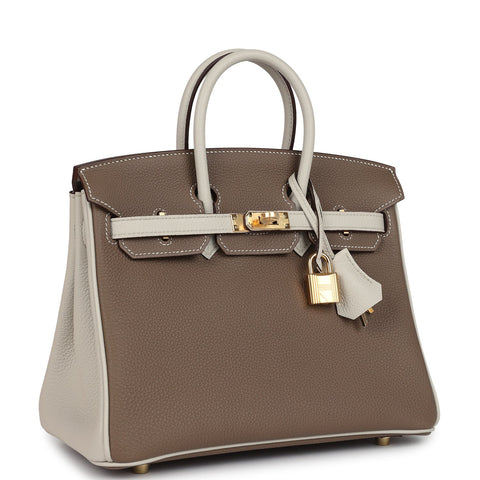 Hermes Special Order (HSS) Birkin 25 Etoupe and Craie Togo Gold Hardware