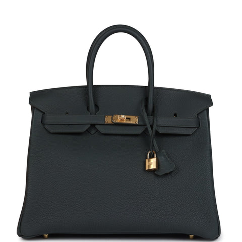 Hermes Birkin 35 Vert Fonce Togo Gold Hardware