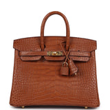 Hermes Birkin 25 Gold Matte Alligator Gold Hardware