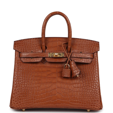 Hermes Birkin 25 Gold Matte Alligator Gold Hardware