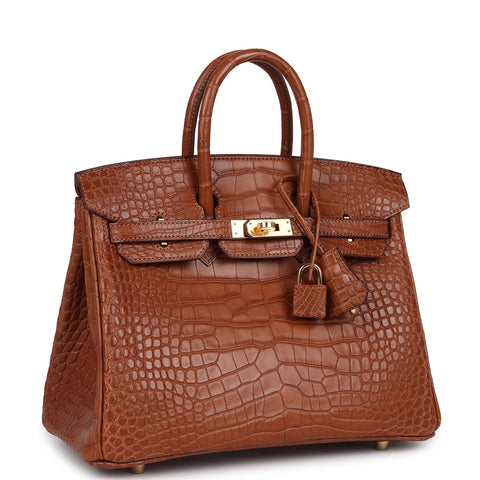 Hermes Birkin 25 Gold Matte Alligator Gold Hardware