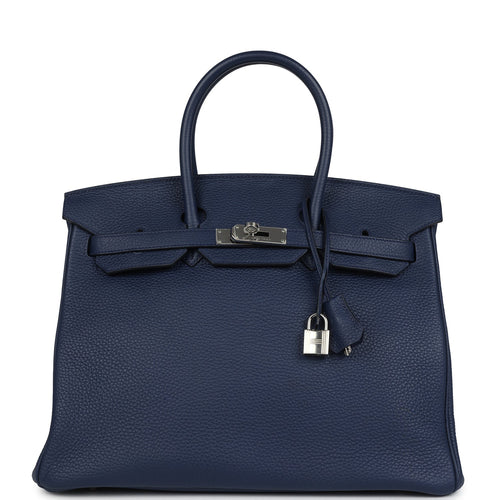 Pre-owned Hermes Birkin 35 Bleu De Malte Verso Togo Palladium Hardware