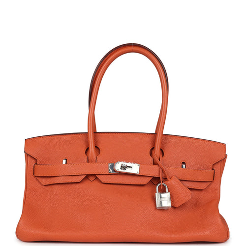 Pre-owned Hermes Shoulder Birkin 42 JPG Orange Clemence Palladium Hardware