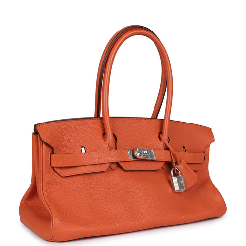 Pre-owned Hermes Shoulder Birkin 42 JPG Orange Clemence Palladium Hardware
