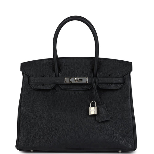 Pre-owned Hermes Birkin 30 Black Togo Palladium Hardware