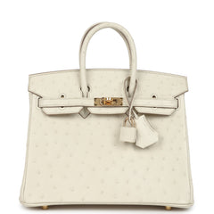 Hermes Birkin 25 Beton Ostrich Gold Hardware