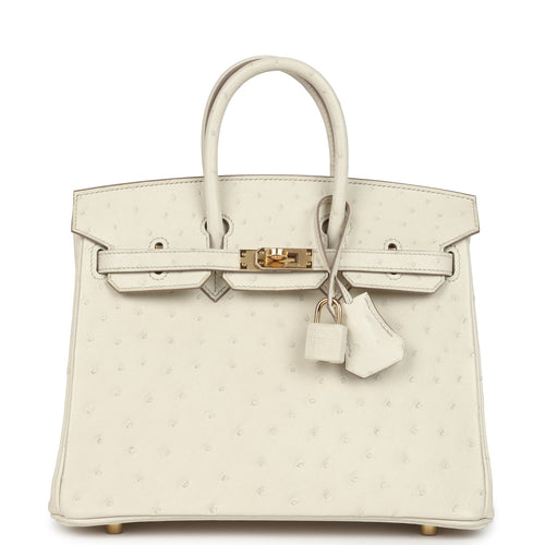 Hermes Birkin 25 Beton Ostrich Gold Hardware