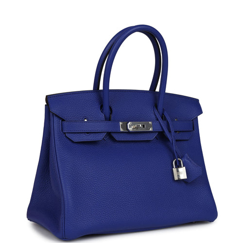 Hermes Birkin 30 Bleu Electric Clemence Palladium Hardware