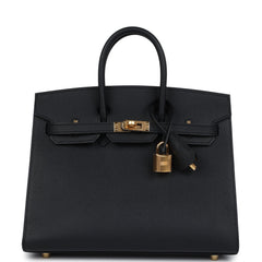Hermes Birkin Sellier 25 Black Epsom Gold Hardware