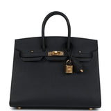 Hermes Birkin Sellier 25 Black Epsom Gold Hardware