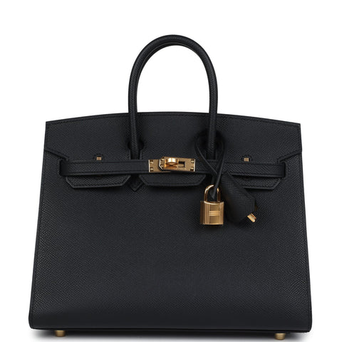 Hermes Birkin Sellier 25 Black Epsom Gold Hardware