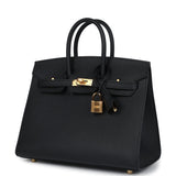 Hermes Birkin Sellier 25 Black Epsom Gold Hardware