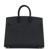 Hermes Birkin Sellier 25 Black Epsom Gold Hardware