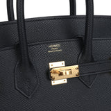 Hermes Birkin Sellier 25 Black Epsom Gold Hardware