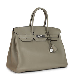 Pre-owned Hermes Birkin 35 Sauge Togo Palladium Hardware