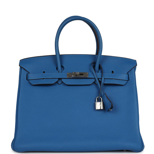 Pre-owned Hermes Birkin 35 Mykonos Togo Palladium Hardware