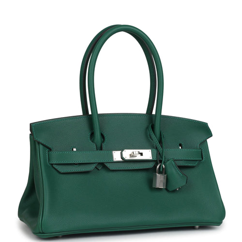 Hermes Shoulder Birkin Light 29 Vert Moyen Evercolor Palladium Hardware