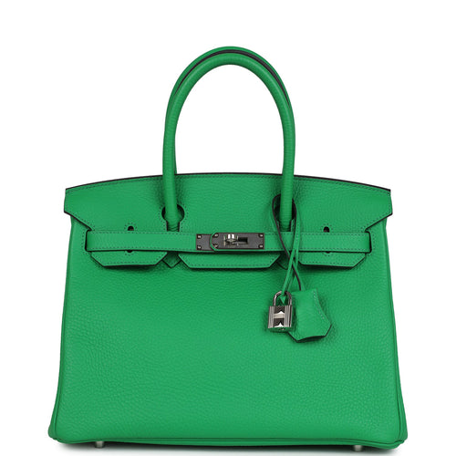 Pre-owned Hermes Birkin 30 Bambou Clemence Palladium Hardware