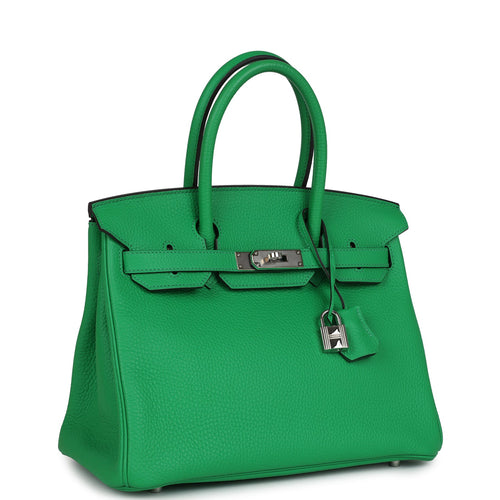 Pre-owned Hermes Birkin 30 Bambou Clemence Palladium Hardware