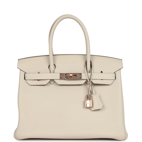 Pre-owned Hermes Birkin 30 Craie Togo Rose Gold Hardware