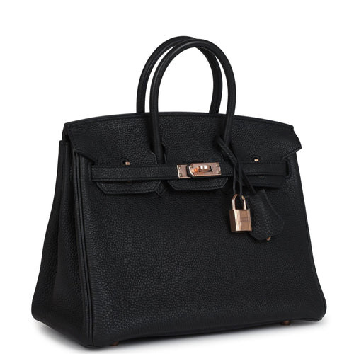 Hermes Birkin 25 Black Togo Rose Gold Hardware